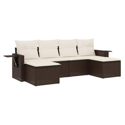 Set Divano da Giardino 6 pz con Cuscini Marrone in Polyrattan - homemem39