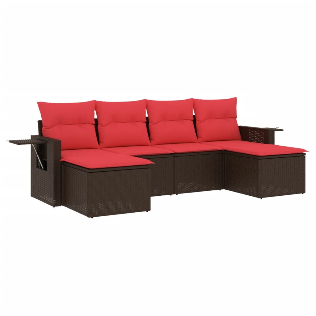Set Divani da Giardino 6 pz con Cuscini in Polyrattan