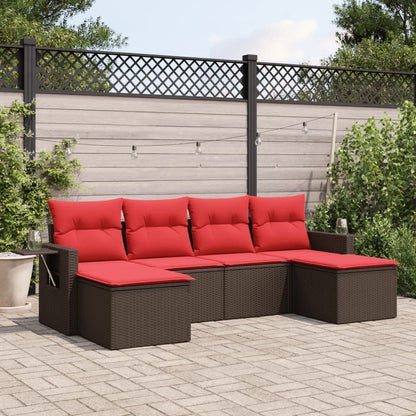 Set Divani da Giardino 6 pz con Cuscini in Polyrattan