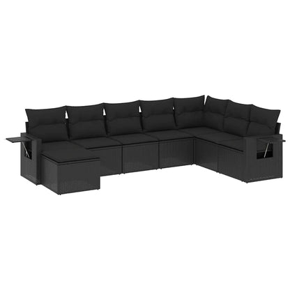 Set Divani da Giardino con Cuscini 8 pz Nero in Polyrattan