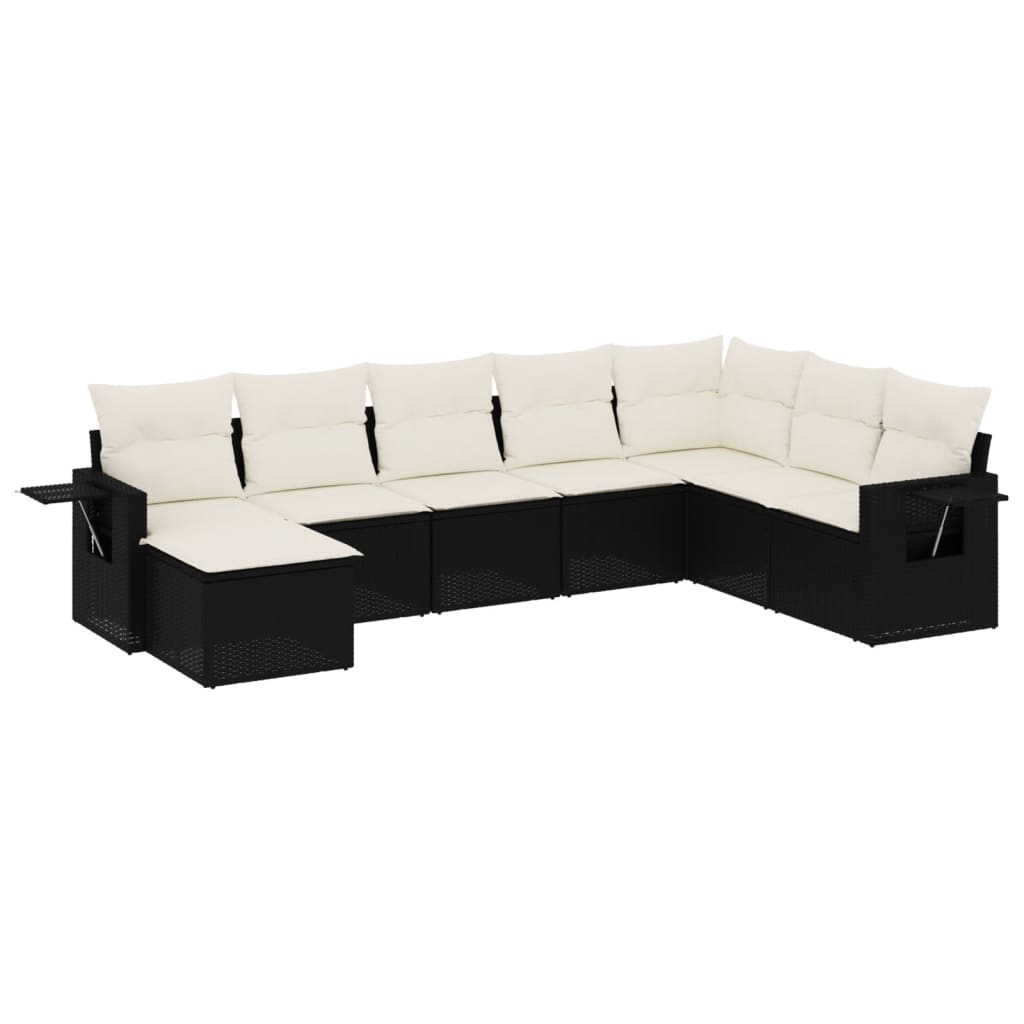 Set Divani da Giardino con Cuscini 8 pz Nero in Polyrattan | homemem39