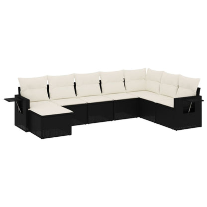 Set Divani da Giardino con Cuscini 8 pz Nero in Polyrattan | homemem39