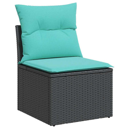 Set Divani da Giardino 8 pz con Cuscini Nero in Polyrattan