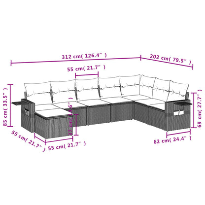 Set Divani da Giardino 8 pz con Cuscini Nero in Polyrattan | homemem39