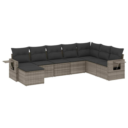 Set Divano da Giardino 8 pz con Cuscini Grigio in Polyrattan - homemem39