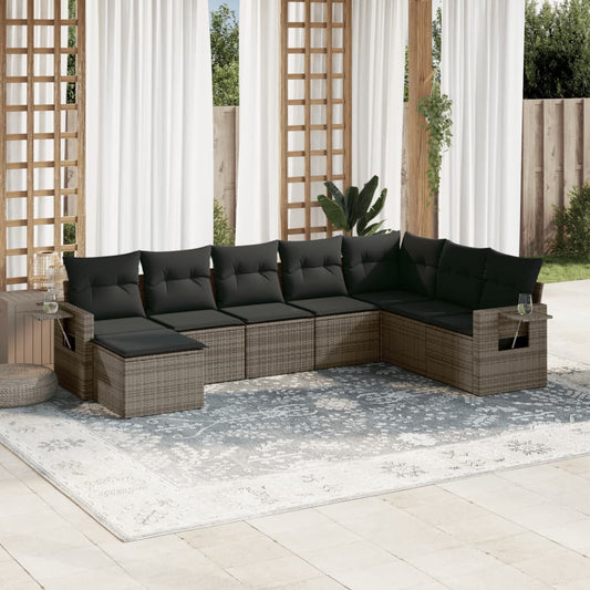 Set Divano da Giardino 8 pz con Cuscini Grigio in Polyrattan - homemem39