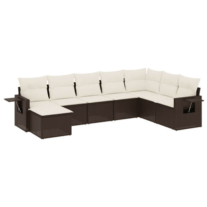 Set Divani da Giardino 8 pz con Cuscini Marrone in Polyrattan | homemem39