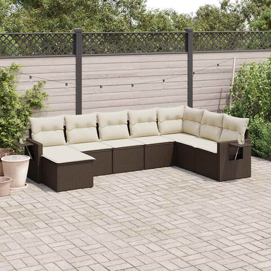 Set Divani da Giardino 8 pz con Cuscini Marrone in Polyrattan - homemem39