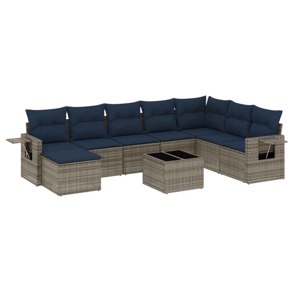 Set Divani da Giardino 9 pz con Cuscini in Polyrattan