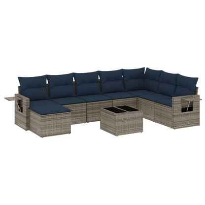 Set Divani da Giardino 9 pz con Cuscini in Polyrattan