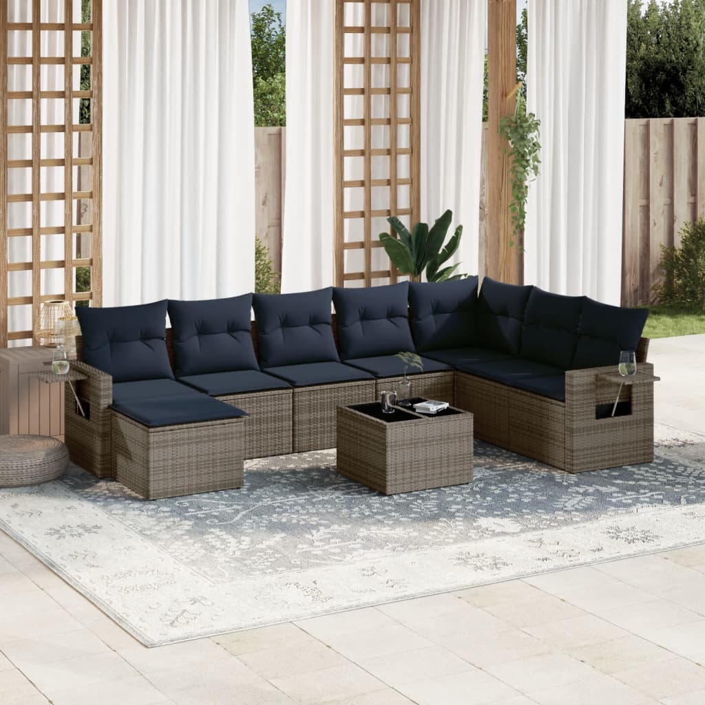Set Divani da Giardino 9 pz con Cuscini in Polyrattan