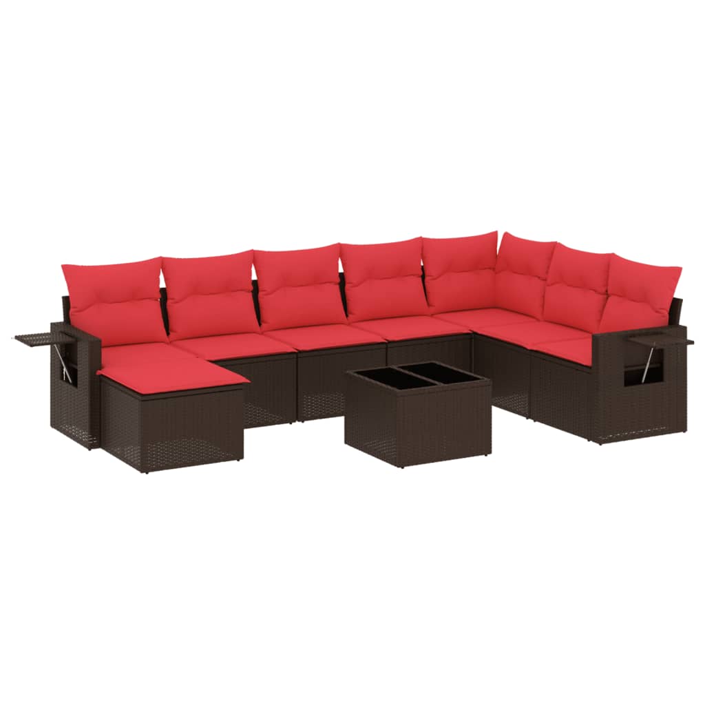 Set Divani da Giardino 9 pz con Cuscini in Polyrattan