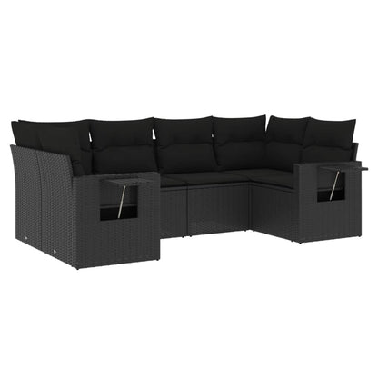 Set Divano da Giardino 6 pz con Cuscini Nero in Polyrattan - homemem39