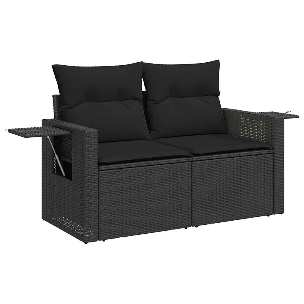 Set Divano da Giardino 6 pz con Cuscini Nero in Polyrattan | homemem39