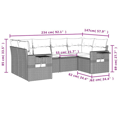Set Divano da Giardino 6 pz con Cuscini Nero in Polyrattan | homemem39
