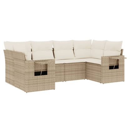 Set Divano da Giardino 6 pz con Cuscini Beige in Polyrattan - homemem39