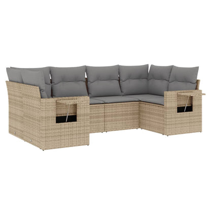 Set Divano da Giardino 6 pz con Cuscini Beige in Polyrattan - homemem39