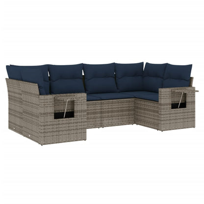Set Divani da Giardino 6 pz con Cuscini in Polyrattan