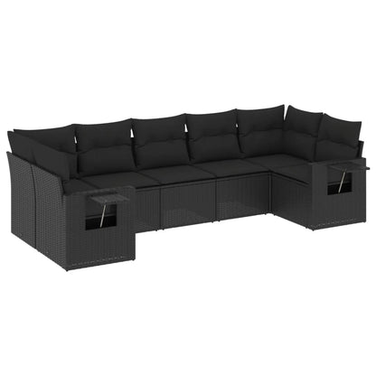 Set Divani da Giardino con Cuscini 7pz Nero Polyrattan - homemem39