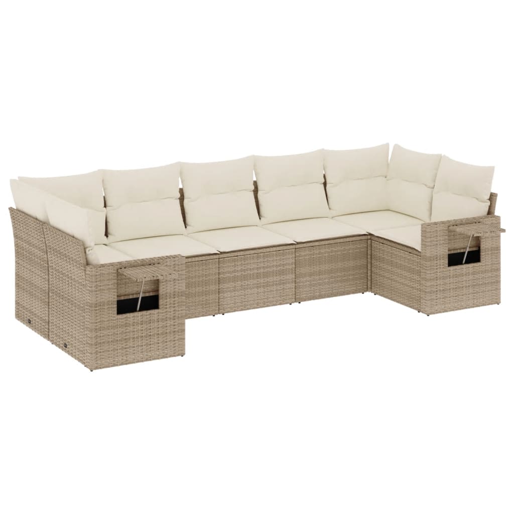 Set Divani da Giardino 7 pz con Cuscini Beige in Polyrattan - homemem39