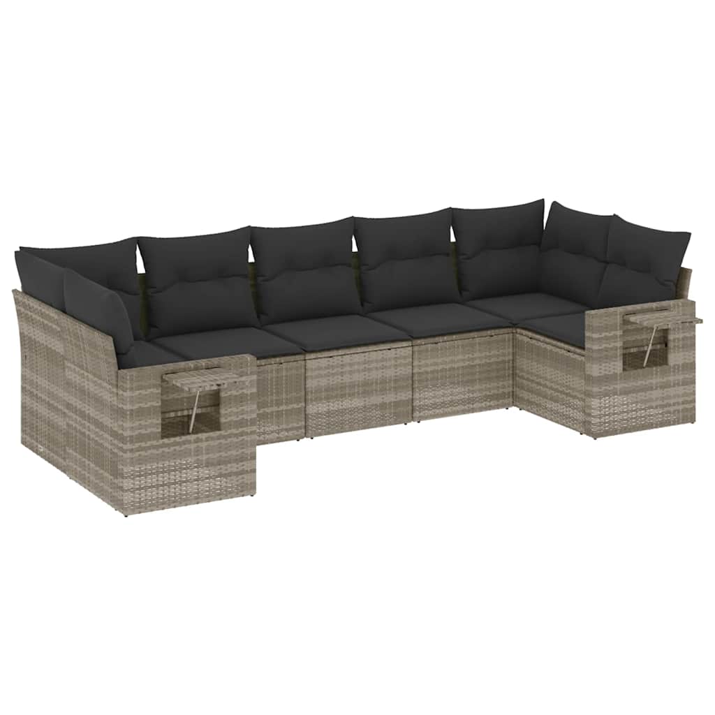 Set Divani da Giardino 7pz con Cuscini Grigio Chiaro Polyrattan - homemem39