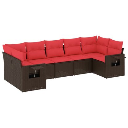 Set Divani da Giardino 7 pz con Cuscini in Polyrattan