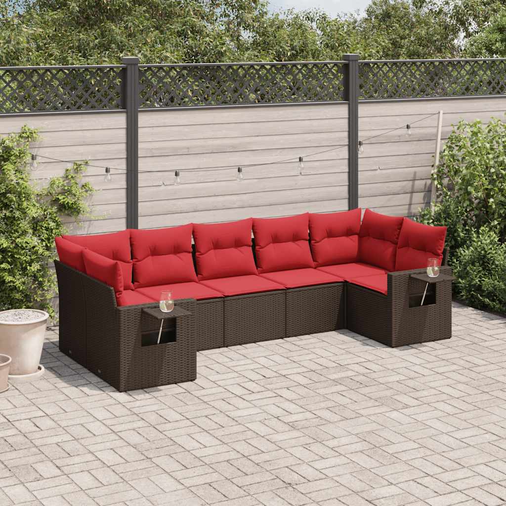 Set Divani da Giardino 7 pz con Cuscini in Polyrattan