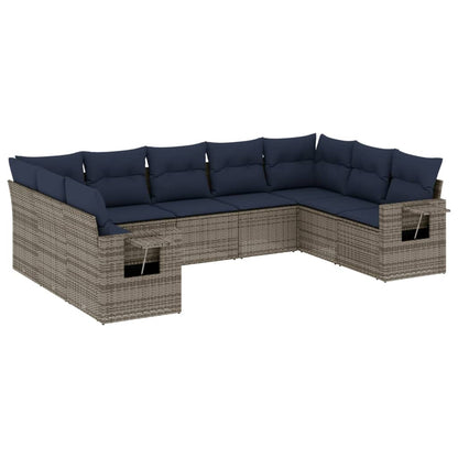 Set Divani da Giardino 9 pz con Cuscini in Polyrattan