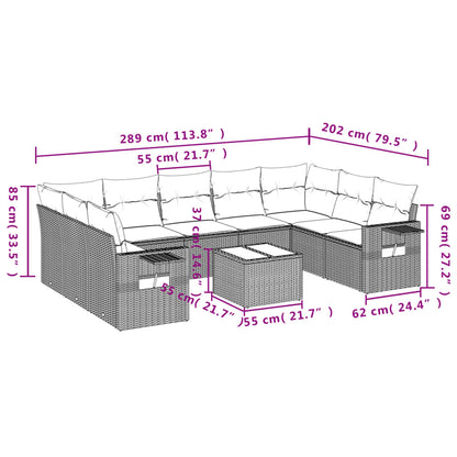 Set Divani da Giardino 10 pz con Cuscini Marrone in Polyrattan | homemem39