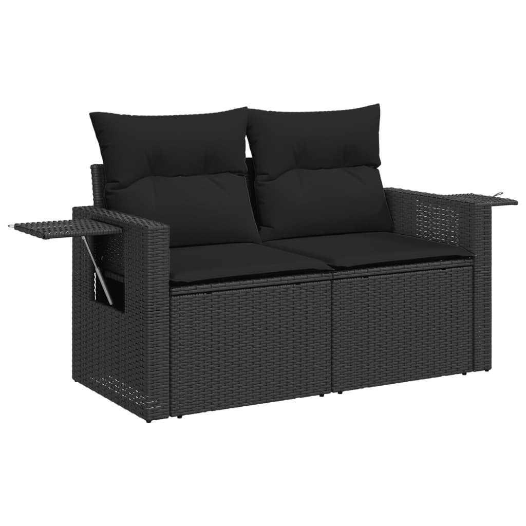 Set Divani da Giardino 9 pz con Cuscini Nero in Polyrattan | homemem39