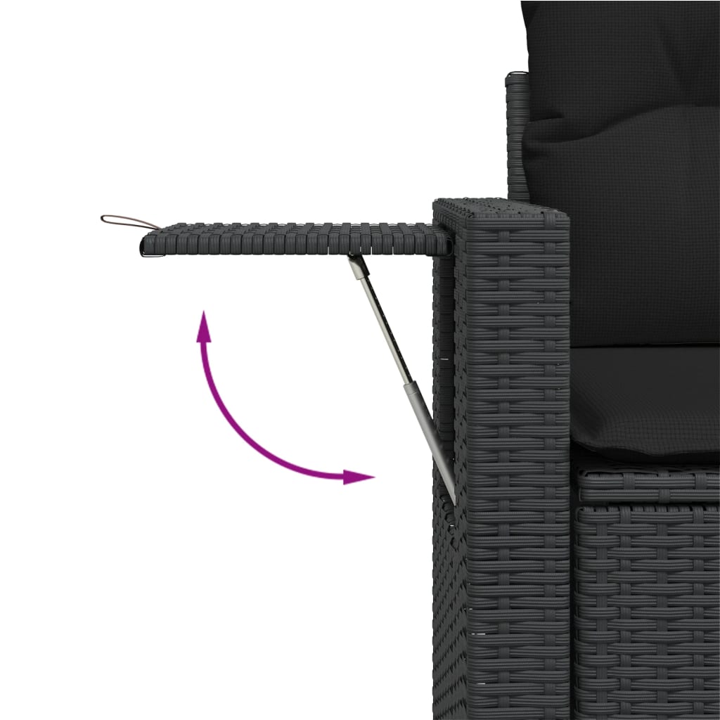 Set Divani da Giardino 9 pz con Cuscini Nero in Polyrattan | homemem39
