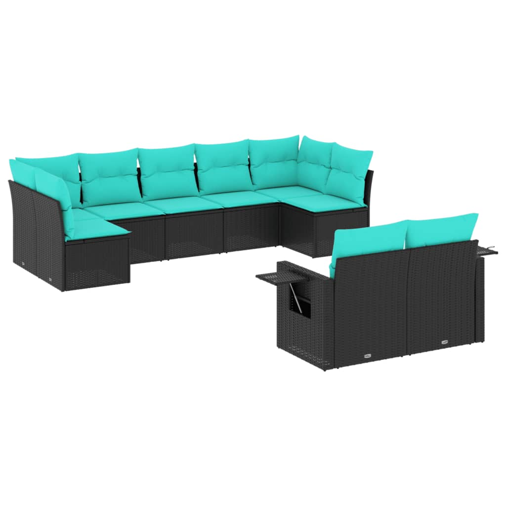 Set Divani da Giardino 9 pz con Cuscini in Polyrattan