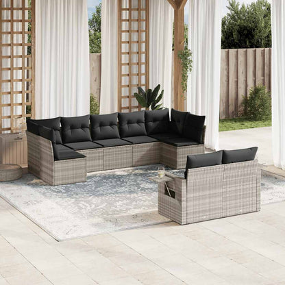 Set Divano da Giardino 9pz con Cuscini Grigio Chiaro Polyrattan - homemem39