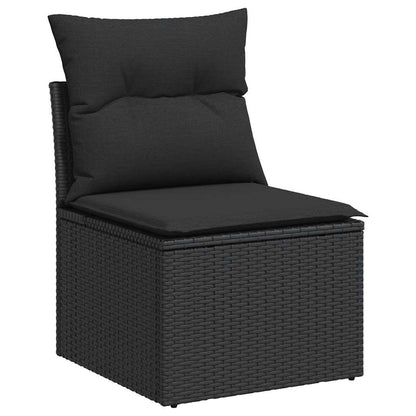 Set Divani da Giardino 9 pz con Cuscini Nero in Polyrattan | homemem39