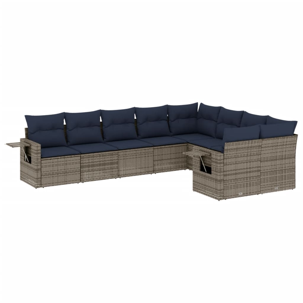 Set Divani da Giardino 9 pz con Cuscini in Polyrattan