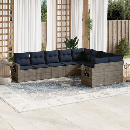 Set Divani da Giardino 9 pz con Cuscini in Polyrattan