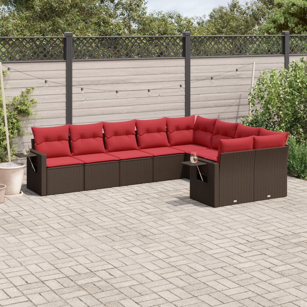 Set Divani da Giardino 9 pz con Cuscini in Polyrattan