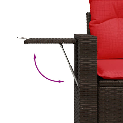 Set Divani da Giardino 10 pz con Cuscini Marrone in Polyrattan
