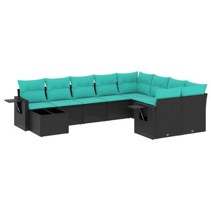 Set Divani da Giardino 10 pz con Cuscini in Polyrattan
