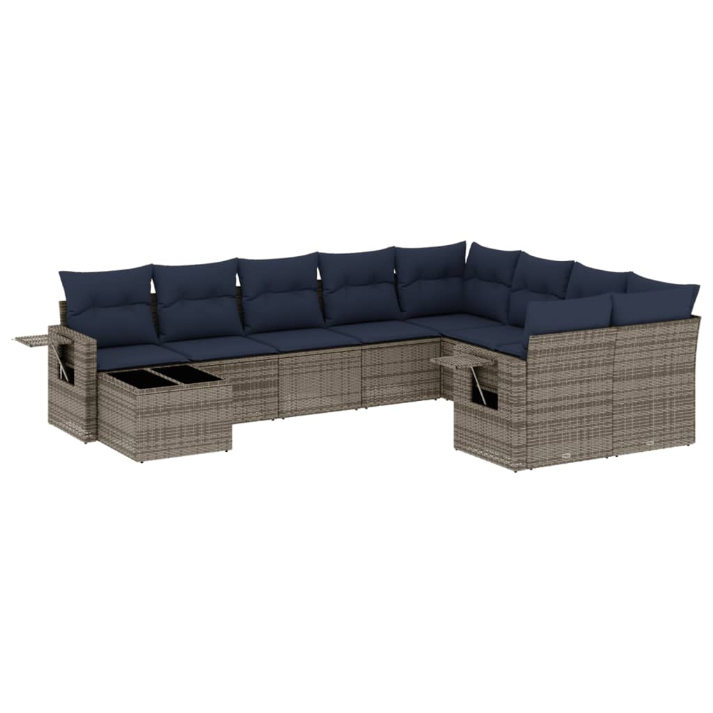 Set Divani da Giardino 10 pz con Cuscini in Polyrattan