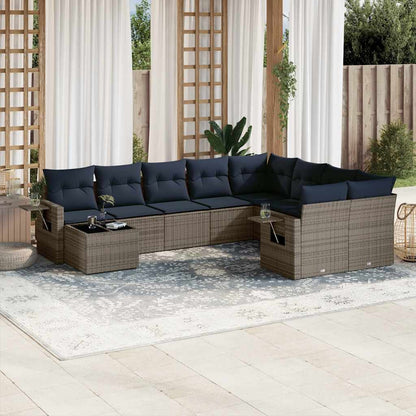 Set Divani da Giardino 10 pz con Cuscini in Polyrattan