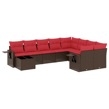 Set Divani da Giardino 10 pz con Cuscini in Polyrattan