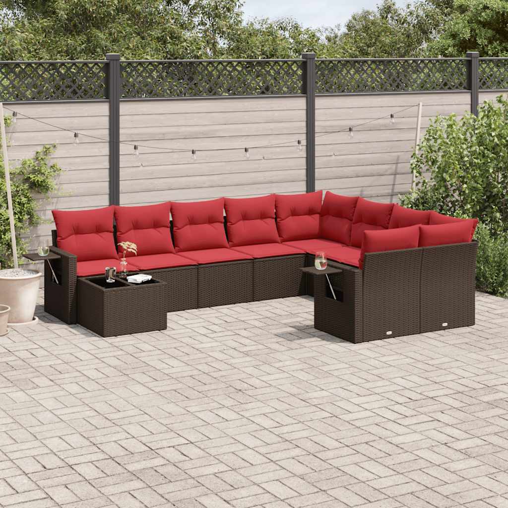 Set Divani da Giardino 10 pz con Cuscini in Polyrattan