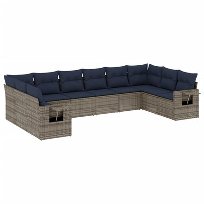 Set Divani da Giardino 10 pz con Cuscini in Polyrattan