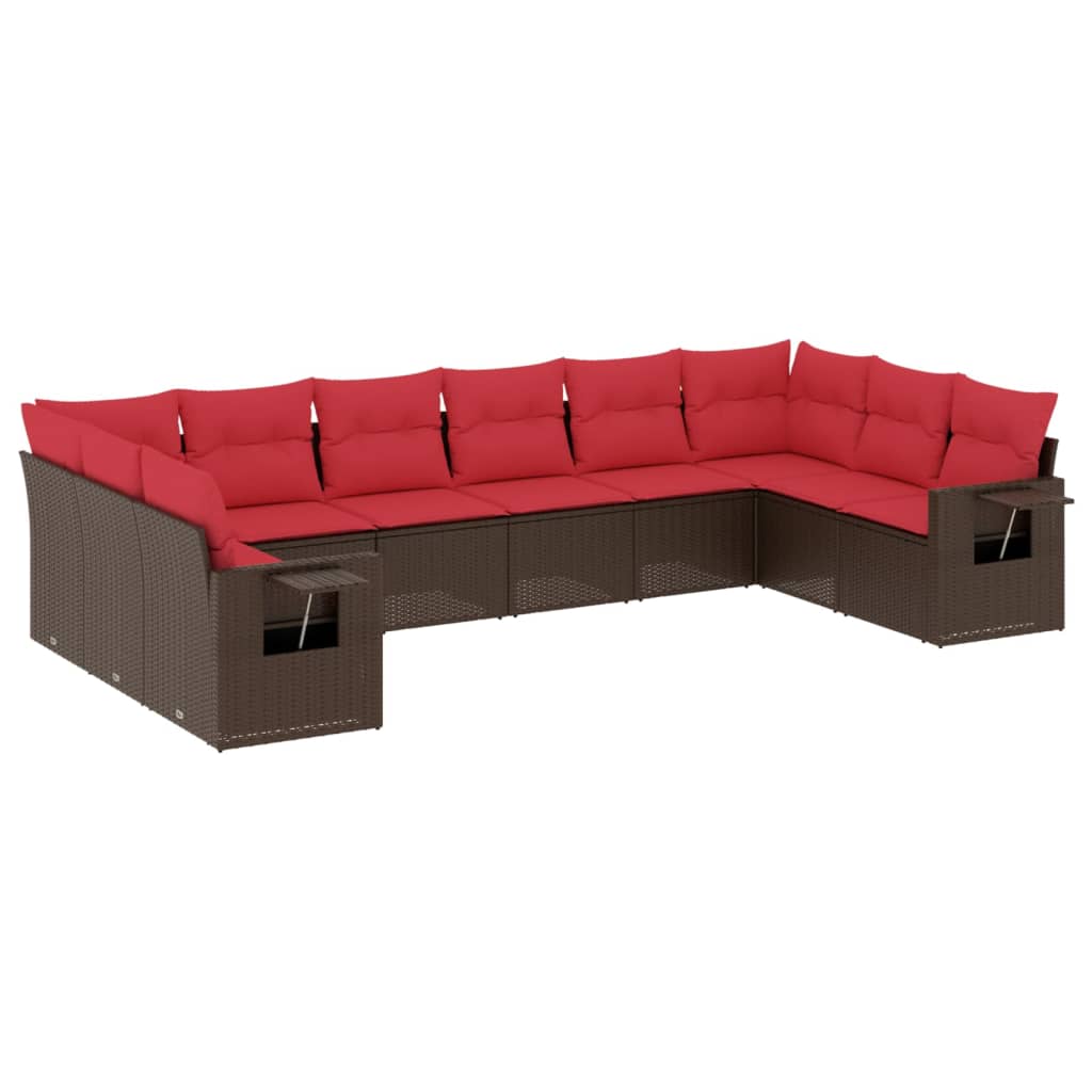 Set Divani da Giardino 10 pz con Cuscini in Polyrattan