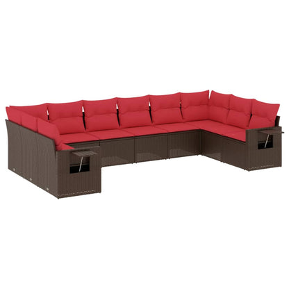 Set Divani da Giardino 10 pz con Cuscini in Polyrattan