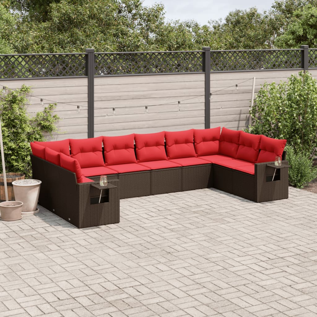 Set Divani da Giardino 10 pz con Cuscini in Polyrattan