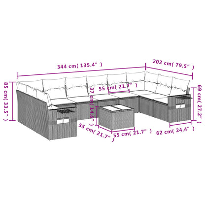 Set Divani da Giardino 11 pz con Cuscini in Polyrattan Grigio | homemem39
