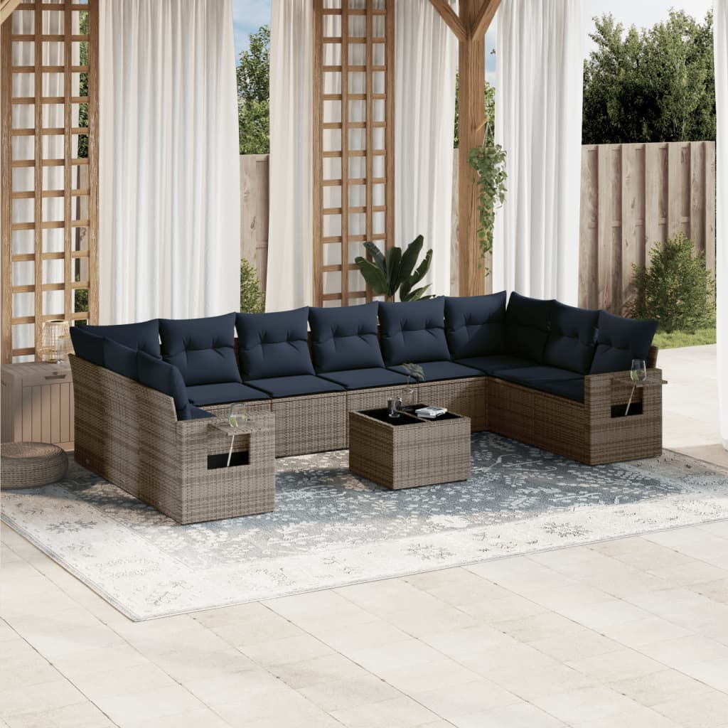 Set Divani da Giardino 11 pz con Cuscini in Polyrattan