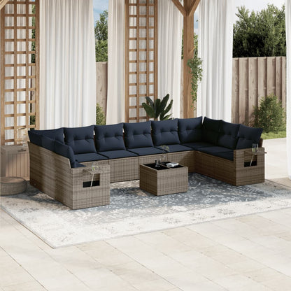Set Divani da Giardino 11 pz con Cuscini in Polyrattan